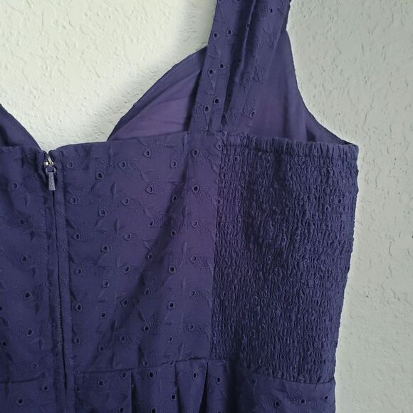 Lilly Pulitzer Cyndi Dress In Navy Blue Embroidered Fish Eyelet - Picture 11 of 11